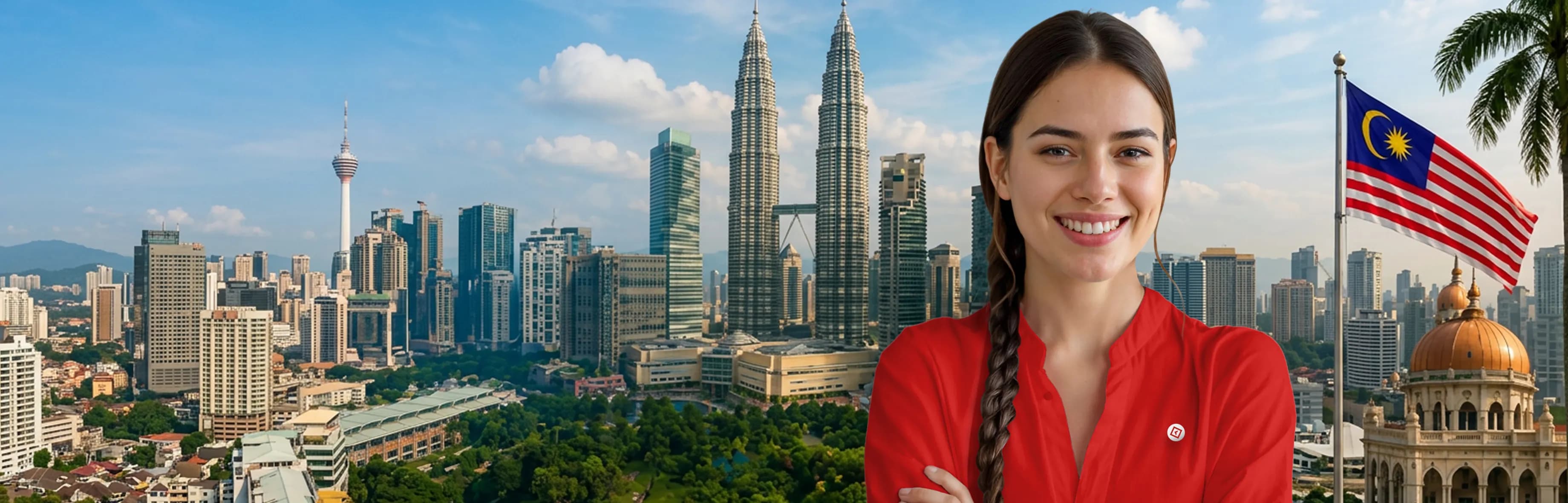 Kuala Lumpur skyline with a Synergy University representative